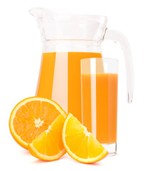 Orange fruit juice in glass jug