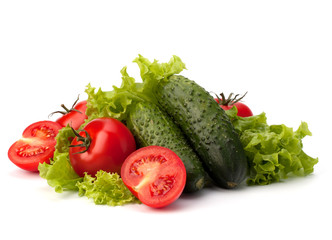Tomato, cucumber vegetable and lettuce salad