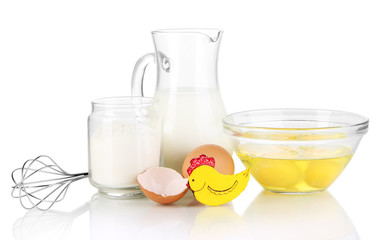 Ingredients for dough isolated on white