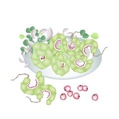 Naklejka premium A Plate of Manila Tamarind on White Background