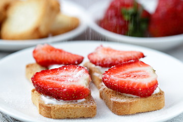 Toast with fresh strawberry