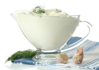 Sour cream isolated on white
