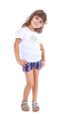 Little girl posing isolated on white