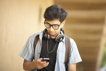 College student  with mobile phone