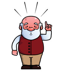Old man having an idea and sticking his finger up