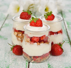 Dessert with strawberries and mascarpone