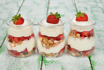 Dessert with strawberries and mascarpone