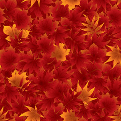 Fototapeta na wymiar Seamless red maple leaves pattern