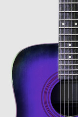 blue steel string acoustic guitar