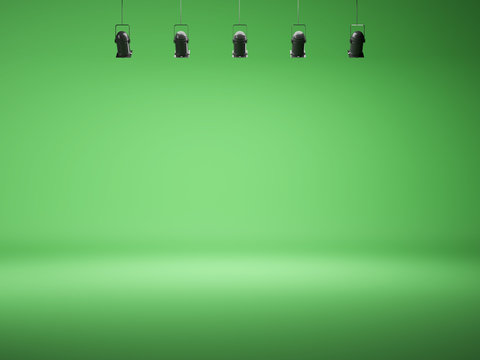 chroma key spotlight background with lamps