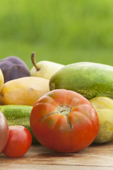 Beef tomatoes and other healthy fruits and vegetables