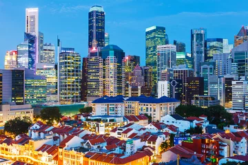 Deurstickers Singapore Singapore bij nacht