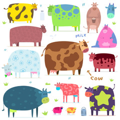 set of funny cows