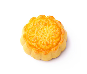 Single mooncake isolated on white