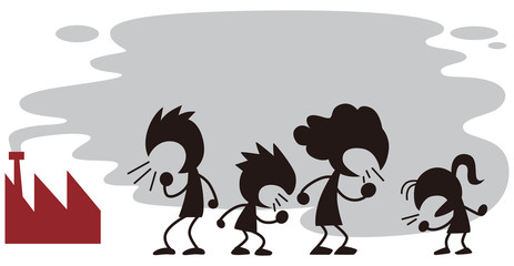 工場の煙に苦しむ人たち