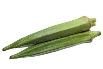 Fresh okra isolated on white background
