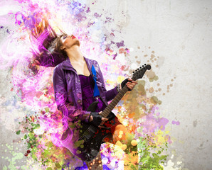 Rock passionate girl with black wings