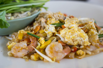Pad Thai stir-fried rice noodles,Stir fry noodles with shrimp