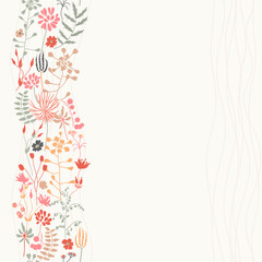 Fototapeta na wymiar Vertical seamless floral background