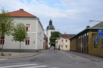 Fototapeta na wymiar Street in Filipstad in Sweden