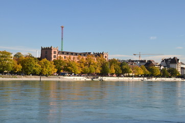 Naklejka premium River Houses on the river Rhine, Basel