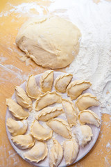 uncooked dumplings on the table