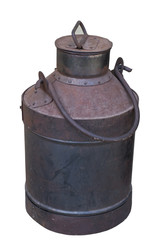 Antique worn out metal canister with lid off