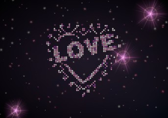 3d render of a glowing heart with stars symbol of glamour stars