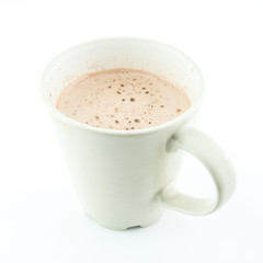 cup of hot chocolate on white background