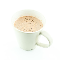 cup of hot chocolate on white background