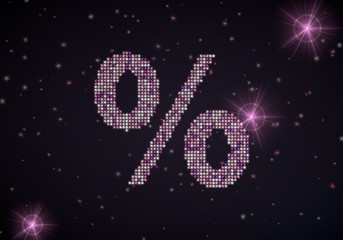 Illustration of a glowing percent symbol of glamour stars