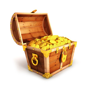 3d golden treasure chest