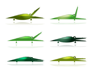 Set of funny green crocodiles for your design