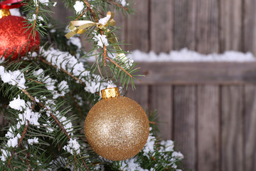Gold Christmas Ball on Tree