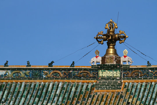 Détail d'un toit à Erdene Zuu