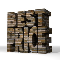 3d graphic of a strong best price sign  built out of stones