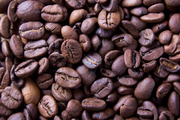 brown roasted coffee beans, background texture