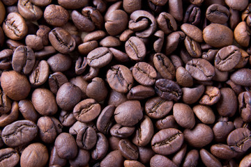 brown roasted coffee beans, background texture