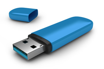 Blue portable flash usb drive memory.