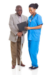 young african healthcare worker and senior patient