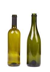 Two empty bottles. Champagne and wine.