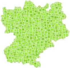 Fototapeta na wymiar Map of Rhone-Alpes - France - in a mosaic of green squares