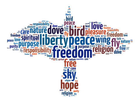 Words illustration of a bird which symbolizes freedom