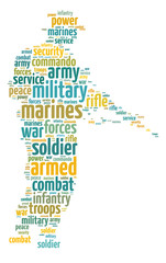 Obraz na płótnie Canvas Words illustration of a soldier over white background