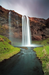 Panele Szklane Podświetlane  Wodospad Islandii - Seljalandsfoss
