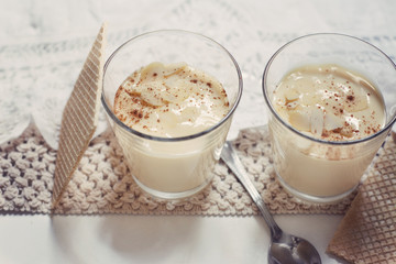 Dessert vanilla and almond cream