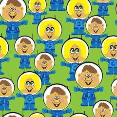 seamless pattern astronauts boys and girls