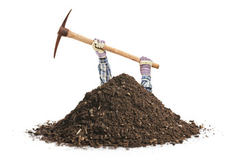 Male manual worker digging a hole