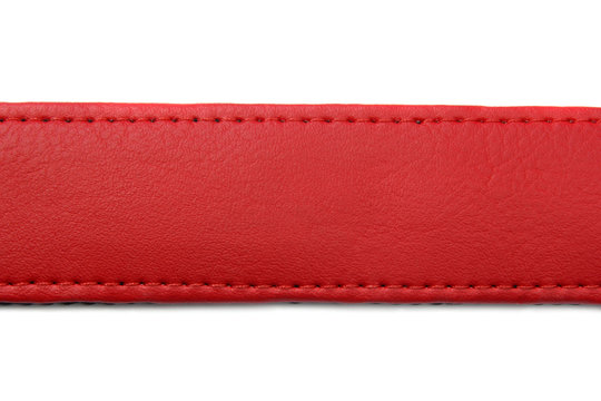 Red Leather Belt On White Background