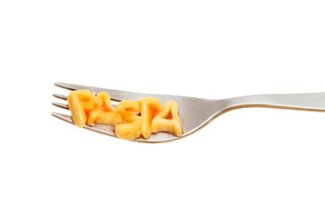 Pasta on fork
